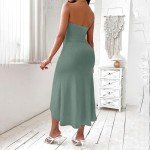 Women's Strapless Ruched High Waist Maxi Dress