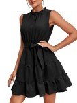 Black Sleeveless Ruffle Layered Tie Knot Dress