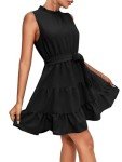 Black Sleeveless Ruffle Layered Tie Knot Dress