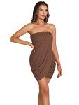 Brown Strapless Bodycon Mini Dress for Women