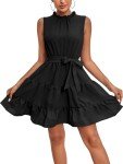 Black Sleeveless Ruffle Layered Tie Knot Dress