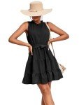 Black Sleeveless Ruffle Layered Tie Knot Dress