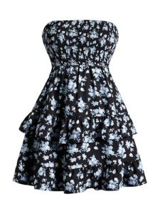 WDIRARA Women's Floral Ruffle Hem Backless Dress