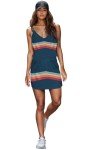 Women Summer Casual Striped Dress Sleeveless Halter Strap Flowy Boho Dress with Pockets