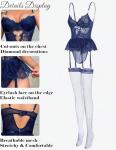 Navy Blue Women's Sexy Lingerie Set with Garter