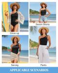 Holipick One Shoulder Swimsuit for Women-Black