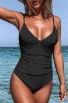 CUPSHE V-Neck Tummy Control Swimsuit XL Black
