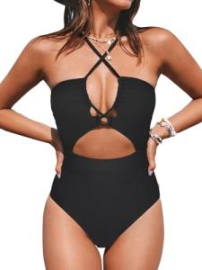 CUPSHE Black One Piece Swimsuit XL Women's Fashion