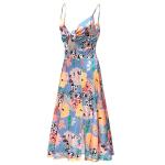Floral Backless Satin Midi Dress for Summer