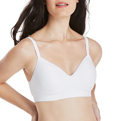Hanes Womens Wireless Seamless Full-coverage Convertible T-shirt With Moisture-wicking Bra, White, Medium US