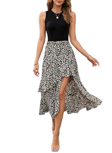 Dokotoo Boho Maxi Summer Dresses for Women 2024 Casual Spring Floral Beach Womens Dresses Dress Sun Dresses Sundresses for Women 2024 Apricot