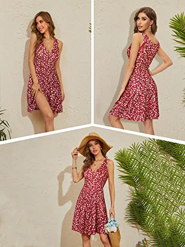 HUHOT Graduation Sun Dresses Women Casual Summer Homecoming Dress Sexy Knee Length Wedding Guest Flowy Midi Sundress Juniors Summer Spring Dresses for Women 2024