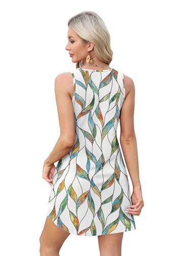 Summer Dresses for Women 2024 Trendy Tank Sleeveless Dress Sundresses with Pockets Floral 03 L