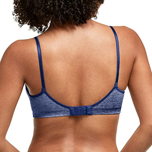 Hanes Women's Wireless T-Shirt, Moisture-Wicking Convertible Smoothing Bra, Full-Coverage, in The Navy Heather, XX-Large