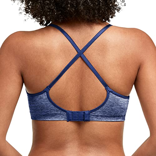 Hanes Women's Wireless T-Shirt, Moisture-Wicking Convertible Smoothing Bra, Full-Coverage, in The Navy Heather, XX-Large