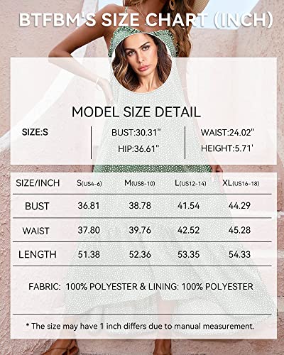 BTFBM Women Casual Summer Dresses 2024 Spaghetti Strap Sleeveless Sundress Print Ruffle Flowy Boho Beach Long Maxi Dress(Print Floral Green, Large)