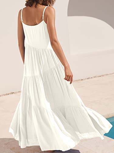ANRABESS Women Summer Casual Loose Sleeveless Sundress Spaghetti Strap Flowy Boho Linen Beach Vacation Maxi Long Dress 2024 White XXL-Large