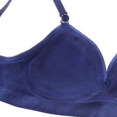 Hanes Women's Wireless T-Shirt, Moisture-Wicking Convertible Smoothing Bra, Full-Coverage, in The Navy Heather, XX-Large