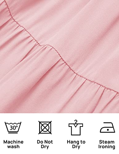 ZESICA Women's 2024 Summer Spaghetti Strap Sleeveless Square Neck Ruffle A Line Swing Mini Dress,Pink,Medium