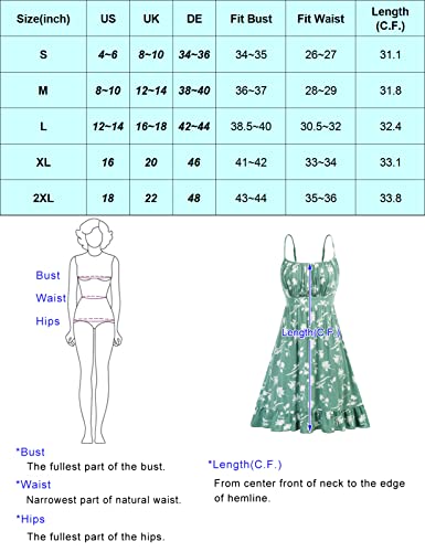 GRACE KARIN Women's Spaghetti Strap Floral Dress Ruffle Hem Pleated Casual Summer Dress Boho Flowy Midi Beach Dress
