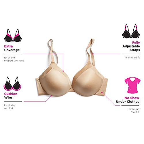 Maidenform Womens Comfort Devotion - Extra Coverage Bra, Black,38DD