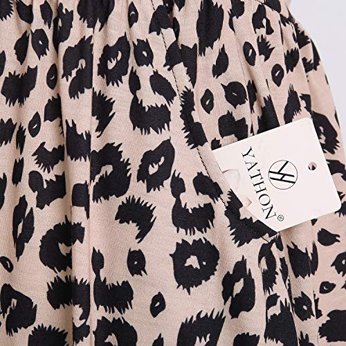 YATHON Casual Dresses for Women Sleeveless Cotton Summer Beach Dress 2024 A Line Spaghetti Strap Sundresses with Pockets (M, YT090-Leopard)