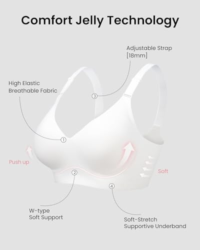 HORISUN Comfortable Bras for Women Wireless Seamless Push Up Bra(White L)