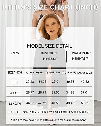 BTFBM Women 2024 Summer Spaghetti Strap Dress Sleeveless V Neck Cutout Slit Casual Beach Party Maxi Dresses with Pockets(Solid Black, Medium)