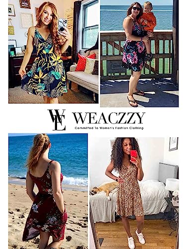 WEACZZY Summer Dresses for Women Casual Floral Sundresses Aline Flowy Mini Spaghetti Strap Beach Dress with Pockets, Flower Red, X-Large