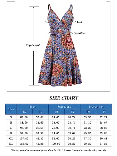 WEACZZY Summer Dresses for Women Casual Floral Sundresses Aline Flowy Mini Spaghetti Strap Beach Dress with Pockets, Flower Red, X-Large
