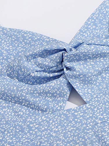 Floerns Women's Boho Floral Print Twist Front Cami A Line Mini Dress Bonnie Blue S