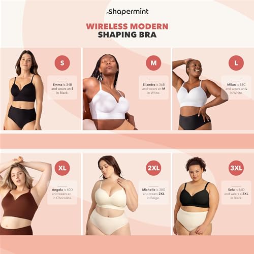 SHAPERMINT Bra for Women | Supportive Comfortable Seamless Wireless Bras with Adjustable Convertible Straps | Everyday Comfy Bralettes from Small to Plus Size, Beige, X-Large