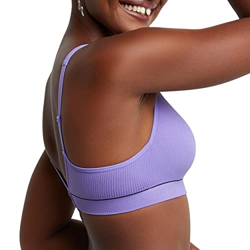 Hanes Women's Originals Contour Wireless, Seamless Rib Bralette, ComfortFlex Fit, Lively Lavender, X Large