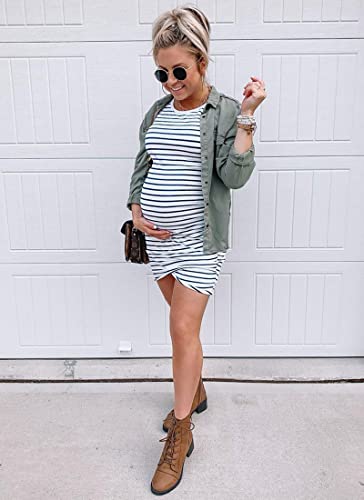 BTFBM Women 2023 Summer Sleeveless Tank Dresses Crew Neck Slim Fit Short Casual Ruched Bodycon Party Club Mini Dress(106Stripe, Medium)