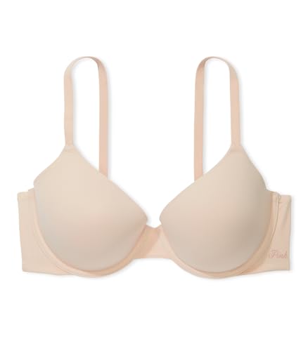 Victoria's Secret Pink Wear Everywhere T-Shirt Bra, Lightly Lined, Smooth, Bras for Women, Beige (32B)