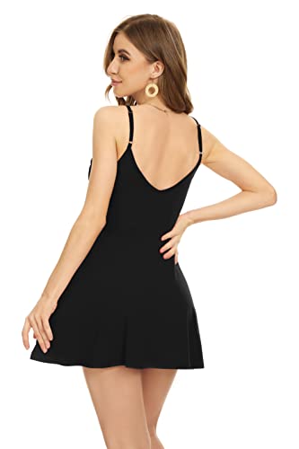 MadHeart Sexy Summer Dresses for Women 2024 Short Black Spaghetti Strap Dress Clevage Dress Short Sundresses Black Mini Dress Flowy Homecoming Dresses X-Large