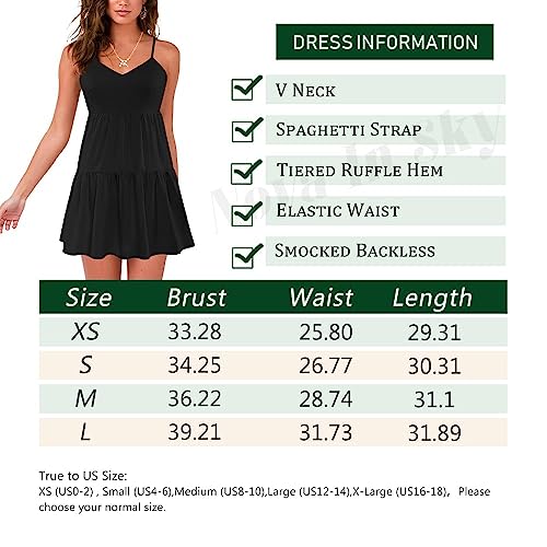 Nova In Sky Women Summer Casual Mini Dress Sleeveless V Neck Spaghetti Strap Tiered Cocktail Mini Dress White01 XS