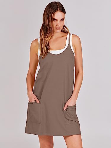 ANRABESS Women Summer Mini Romper Dress Workout Tennis Active Sports Athleisure Outfits Built in Shorts Trendy Vacation Coffee Small