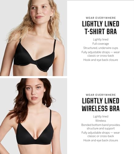 Victoria's Secret Pink Wear Everywhere T-Shirt Bra, Lightly Lined, Smooth, Bras for Women, Beige (32B)