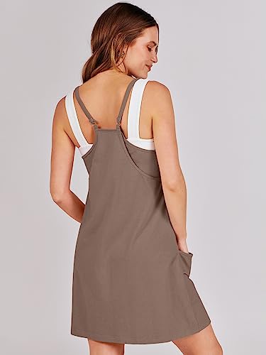 ANRABESS Women Summer Mini Romper Dress Workout Tennis Active Sports Athleisure Outfits Built in Shorts Trendy Vacation Coffee Small