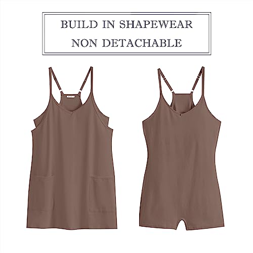 ANRABESS Women Summer Mini Romper Dress Workout Tennis Active Sports Athleisure Outfits Built in Shorts Trendy Vacation Coffee Small