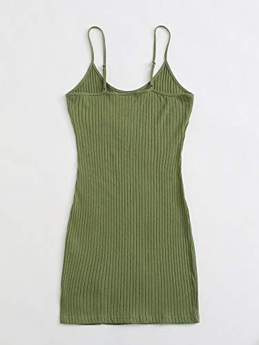 Floerns Women's Casual Solid Sleeveless Cami Split Hem Ribbed Knit Bodycon Mini Dress A Green M