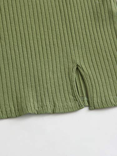 Floerns Women's Casual Solid Sleeveless Cami Split Hem Ribbed Knit Bodycon Mini Dress A Green M
