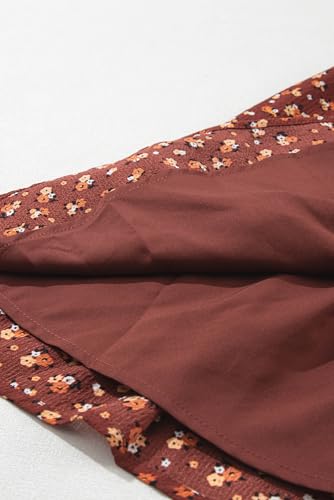 Dokotoo Summer Dresses for Women 2024 Boho Smocked Square Neck 3/4 Sleeve Ruffle Bohemian Floral Printed Casual Empire Waist Mini Babydoll Cute Dress A-Line Short Sun Dress Sundress Red Medium