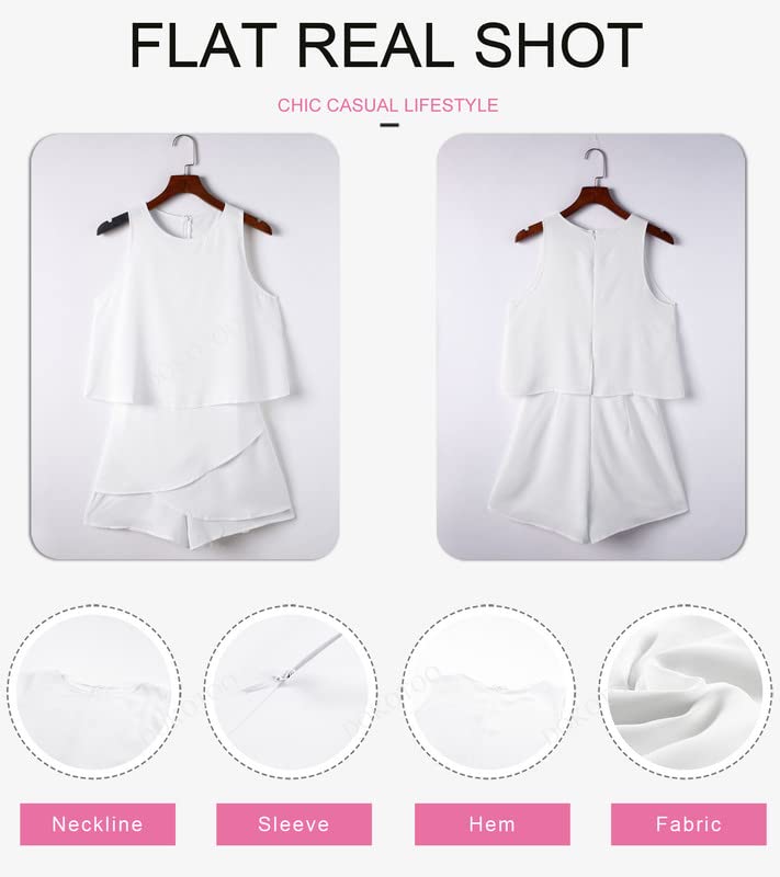 Dokotoo Womens Ladies Fashion 2024 Elegant Summer Casual Sexy Off Shoulder Halter Neck Ruffle Chiffon Sleeveless One Piece Short Rompers Jumpsuits for Women Short White M