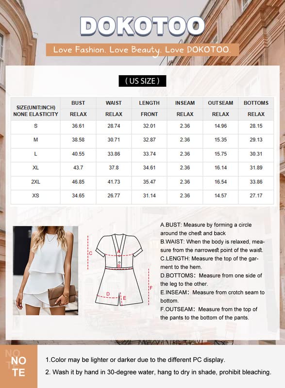 Dokotoo Womens Ladies Fashion 2024 Elegant Summer Casual Sexy Off Shoulder Halter Neck Ruffle Chiffon Sleeveless One Piece Short Rompers Jumpsuits for Women Short White M