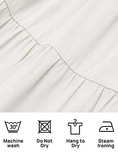 ZESICA Women's 2024 Summer Spaghetti Strap Sleeveless Square Neck Ruffle A Line Swing Mini Dress,Ivory,Small