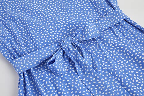 Womens Smocked Dress Ruffled Floral Print Flowy Mini Dresses Flutter Sleeve Sexy V Neck Cute Summer Short Dress