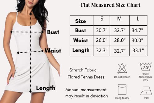 QINSEN Womens Tennis Dress with Inner Shorts Workout Open Back Active Golf Dresses Black S