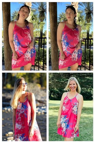 ULTRANICE Summer Dresses for Women 2024 Casual Sundress Spring Floral Outfits Clothes Beach Wedding Vacation Swimming Cover Ups Mini Spaghetti Strap V Neck Dress(Floral E,M)